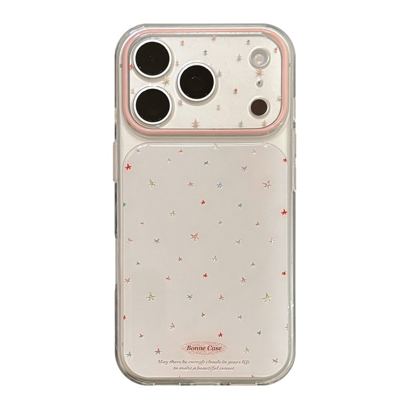 Luxury Gold Foil Star Clear Phone Case for iPhone 18 17 16 15  Pro Max, Cute Graffiti Design, Shockproof Protective Cover-Siyaora