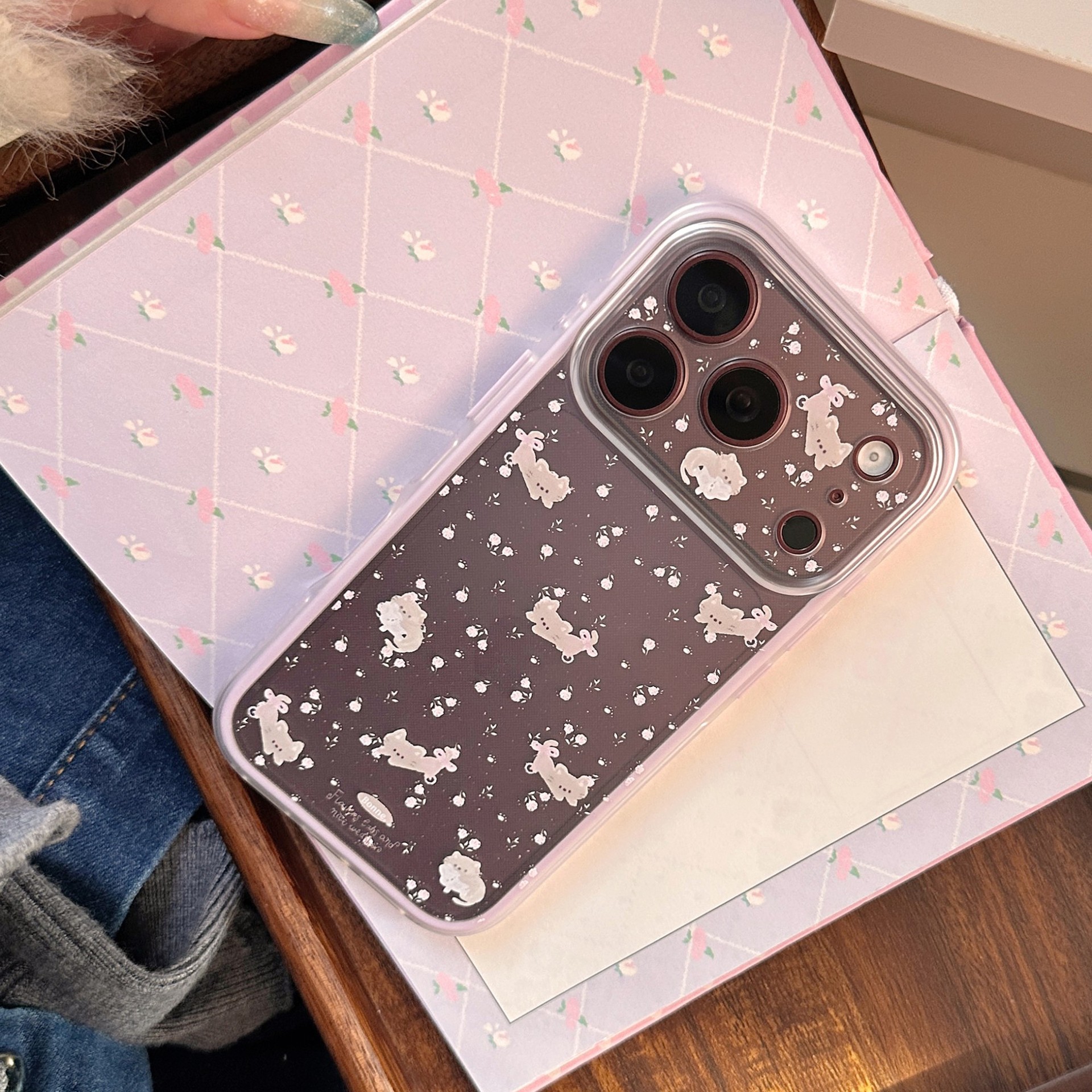 图片[6]-Cute Purple Floral Cat Phone Case for iPhone 18 Pro Max 17 16 15 Series, Matte Finish, Large Camera Cutout, Aesthetic Cartoon Protective Cover-Siyaora