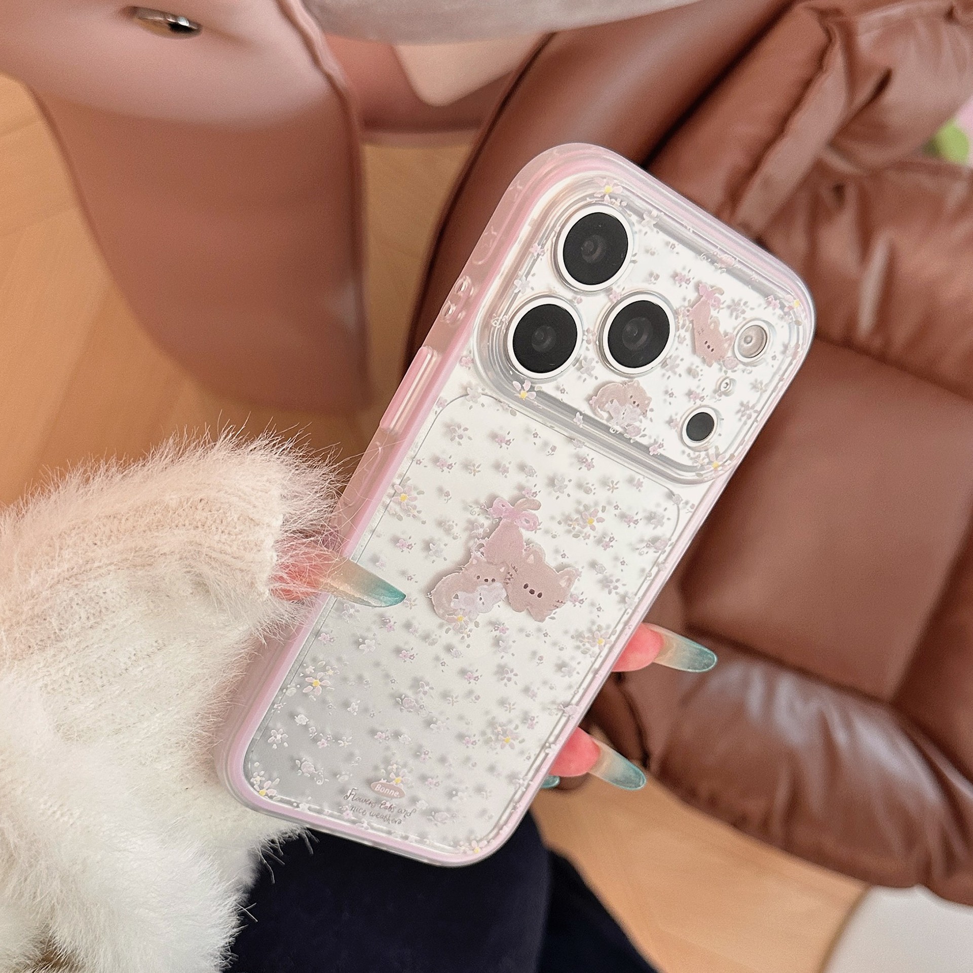 图片[8]-Cute Purple Floral Cat Phone Case for iPhone 18 Pro Max 17 16 15 Series, Matte Finish, Large Camera Cutout, Aesthetic Cartoon Protective Cover-Siyaora